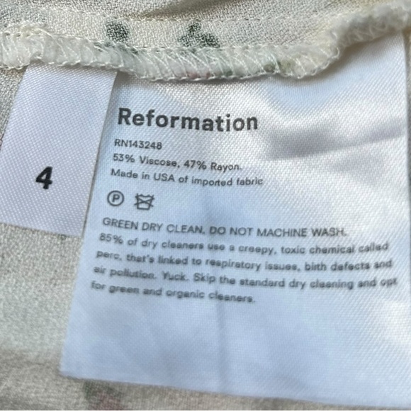 Reformation Bellagio Dress Floral Keyhole Dress Size 4 Cream Orange - Picture 8 of 10